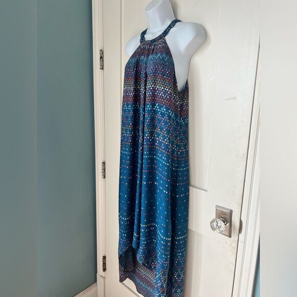 BCBG Max Azria Marrocal Blue Tapestry High Low Sleeveless Dress Size M - Picture 9 of 14